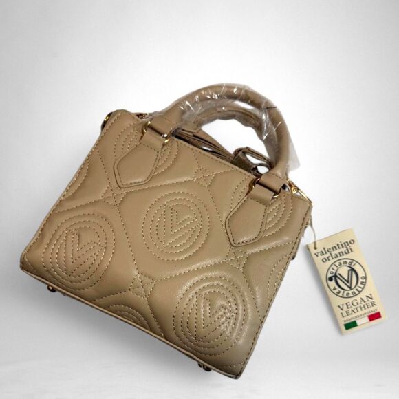 Valentino Orlandi Light Taupe Quilted Crossbody Purse Bag V-2013, NEW WITH TAGS! - Picture 2 of 8